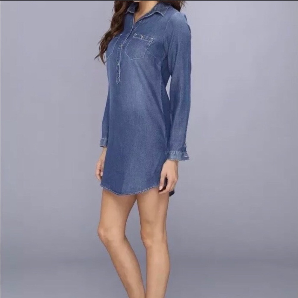 Lucky Brand Long Sleeve Jean Chambray Dress M